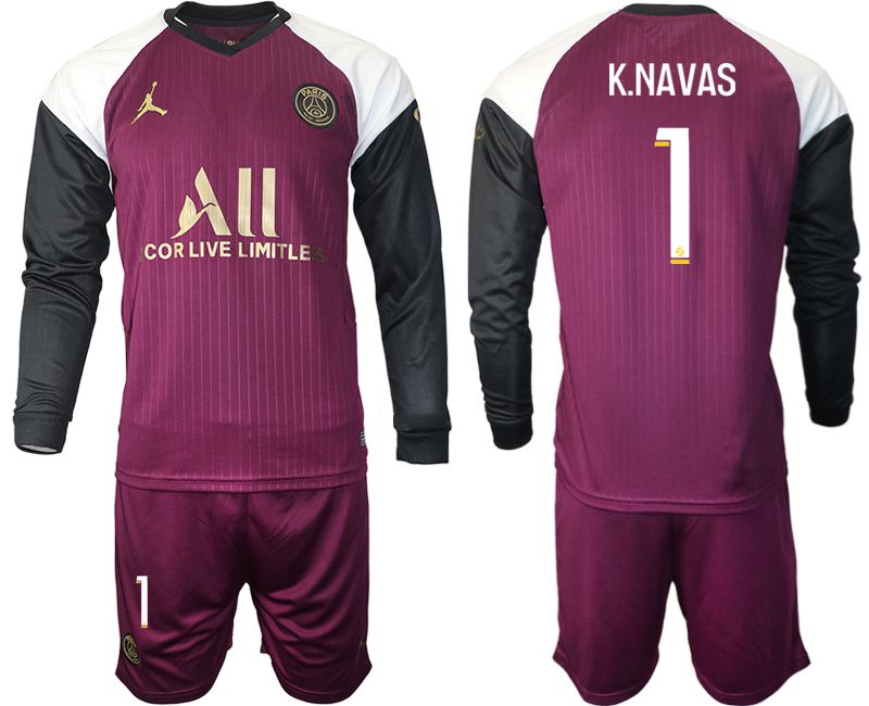 Men 2020-2021 club Paris St German Jordan white long sleeves #1 Soccer Jerseys